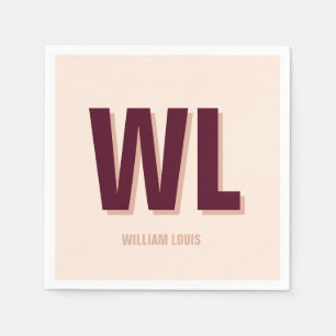 Minimalistisch bordeaux roze gepersonaliseerd mono servet
