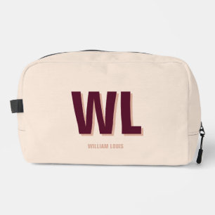 Minimalistisch bordeaux roze gepersonaliseerd mono toilettasje