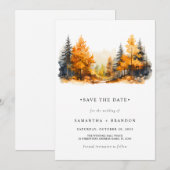 Minimalistisch bos in herfstkleuren save the date (Voorkant / Achterkant)