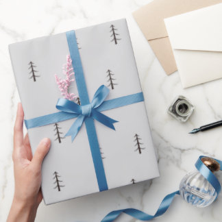 Minimalistisch bos op lichtgrijs cadeaupapier
