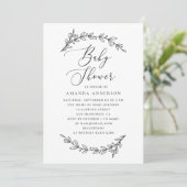 minimalistisch botanisch Baby shower | elegant scr Kaart (Staand voorkant)