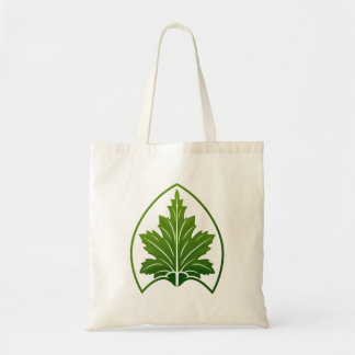 Minimalistisch botanisch bladembleem voor natuurmi tote bag