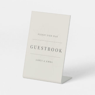 Minimalistisch botanisch gastboek Zacht Beige Reclamebord Met Voetstuk