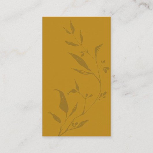 Minimalistisch botanisch geel boho bruiloft informatiekaartje (Achterkant)