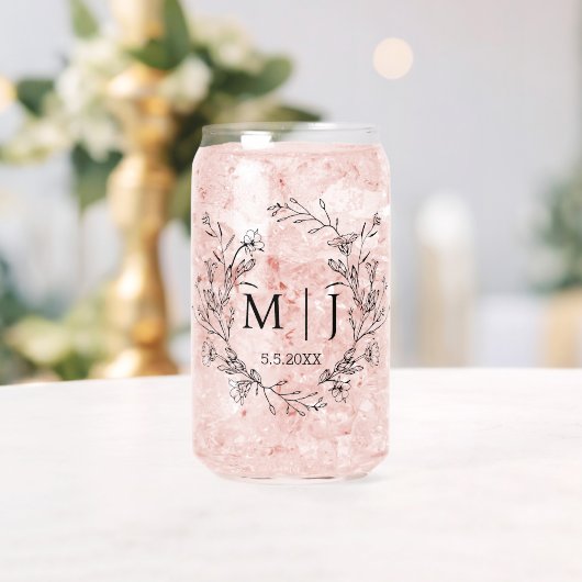 Minimalistisch botanisch monogram bruiloft chique blikvorm glas (Insitu (Huwelijk))