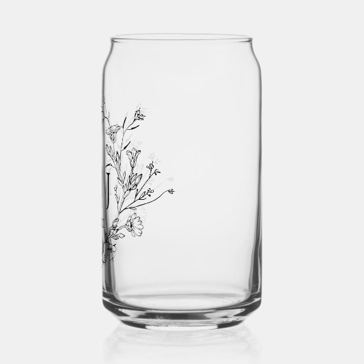 Minimalistisch botanisch monogram bruiloft chique blikvorm glas (Links)