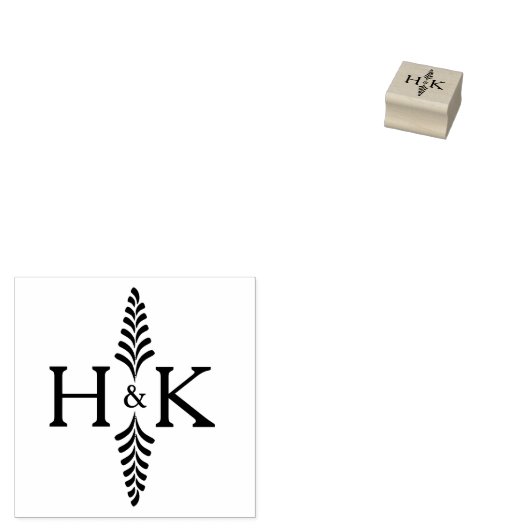Minimalistisch botanisch monogram, bruiloft 	rubberstempel (Gestempeld)