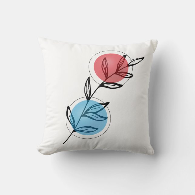 Minimalistisch Botanisch Sierkussen - Zwarte blade (Voorkant)