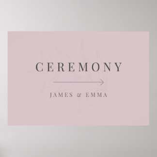 Minimalistisch botanisch trouwbord Dusky Rose Poster