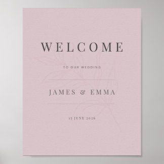 Minimalistisch botanisch welkomstbord Dusky Rose Poster