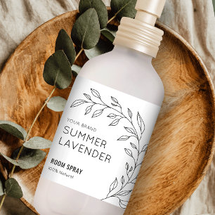 Minimalistisch Botanisch Zwart Wit Room Spray Labe Etiket