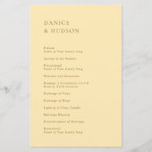 Minimalistisch Boter Geel Modern Trouwprogramma (Voorkant)