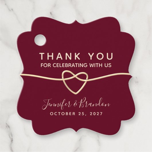 Minimalistisch Bourgogne Weddenschap Hartelijk dan Bedankjes Labels (Voorkant)