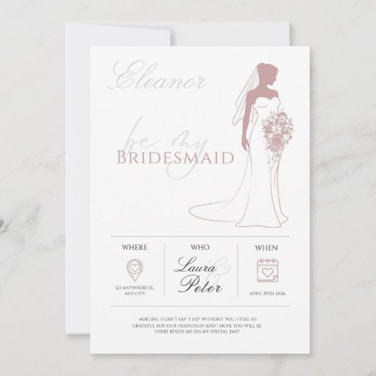 Minimalistisch Bridesmaid-voorstel Kaart (Voorkant)