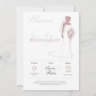 Minimalistisch Bridesmaid-voorstel Kaart