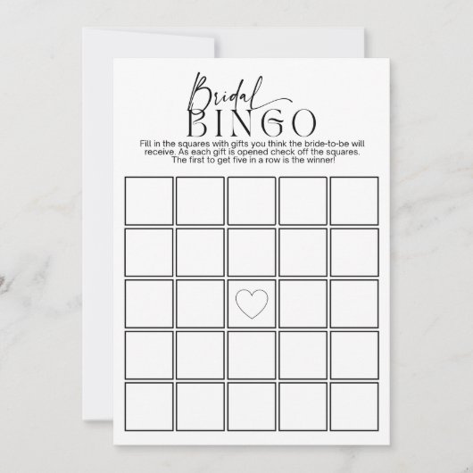 Minimalistisch Bruidsbingo Bruidsfeest Spel Kaart (Voorkant)