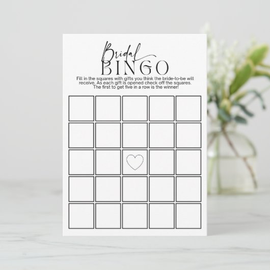 Minimalistisch Bruidsbingo Bruidsfeest Spel Kaart (Staand voorkant)