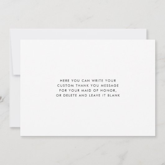 Minimalistisch bruidsmeisje bedankje kaart (Achterkant)
