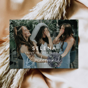 Minimalistisch bruidsmeisje bedankje kaart