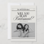 Minimalistisch bruidsmeisje voorstel krant kaart (Voorkant)