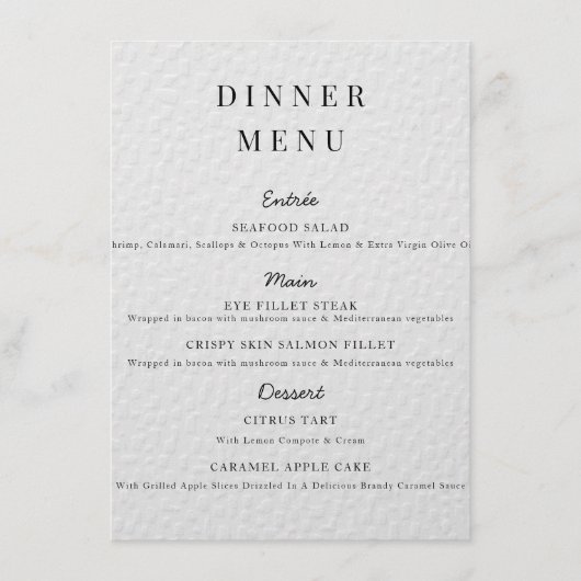 Minimalistisch Bruiloft Menu Poster Eenvoudig Brui (Voorkant)