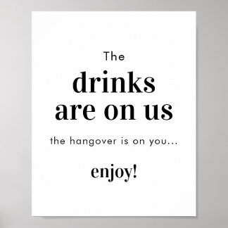 Minimalistisch bruiloft open bar teken | Grappig b Poster