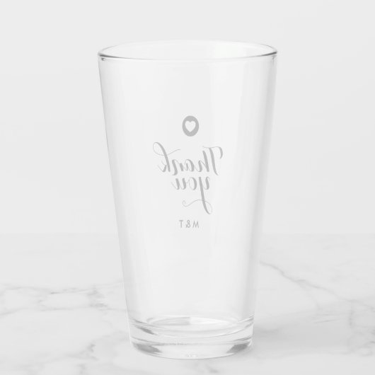 Minimalistisch bruiloft script Hartelijk dank Glas (Achterkant)