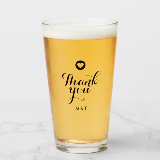 Minimalistisch bruiloft script Hartelijk dank Glas (Voorkant gevuld)