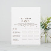 Minimalistisch bruin Baby shower Scatories Game (Staand voorkant)