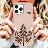 Minimalistisch bruin botanisch monogram Case-Mate iPhone case
