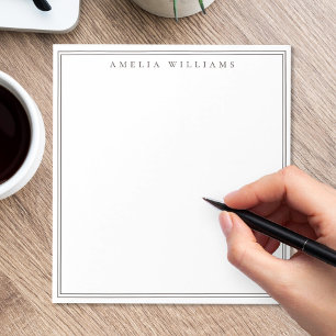Minimalistisch bruin monogram twee randen notitieblok