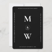 Minimalistisch budget bruiloft monogram zwart mode save the date (Voorkant)