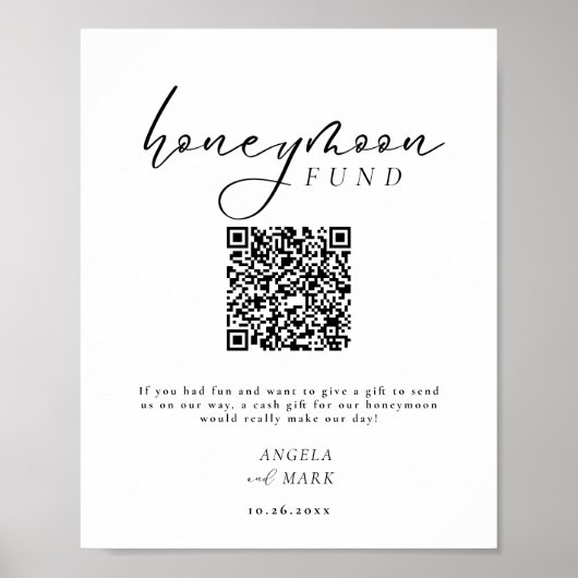 Minimalistisch budget huwelijksreis fonds QR code Poster (Voorkant)