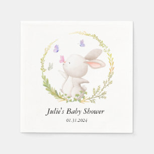 Minimalistisch Bunny en Vlinders Baby shower Servet