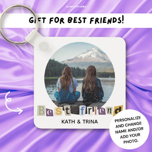 Minimalistisch Cadeau Beste Vriendin BFF Foto Sleutelhanger