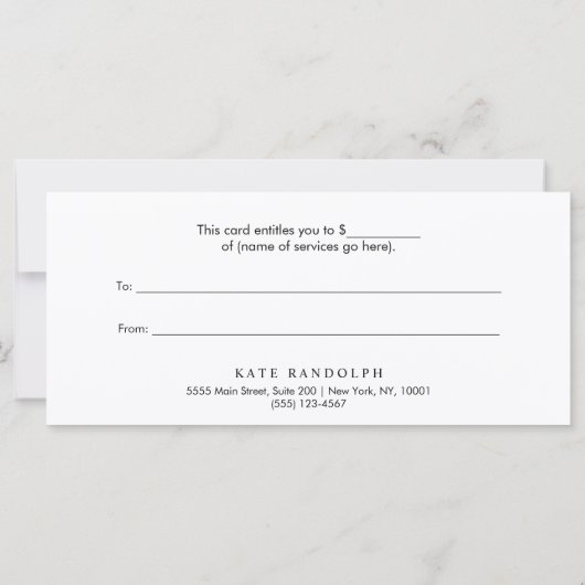 Minimalistisch cadeaucertificaat (Achterkant)