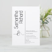 Minimalistisch Calligrafiescript Black White Weddi Kaart (Staand voorkant)