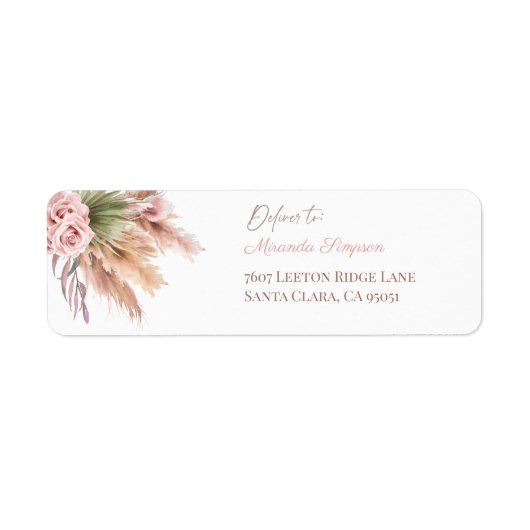Minimalistisch Callygrafiescript Boho Pampass Gras Etiket (Voorkant)