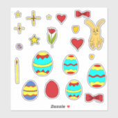 Minimalistisch cartoon van de Kute Happy Paasbloem Sticker (Vel)