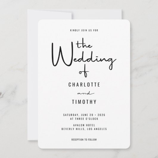 Minimalistisch Casual huwelijk met moderne kalligr Kaart (Voorkant)