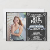 Minimalistisch Chalkboard Photo Afstuderen BBQ Par Kaart (Voorkant)