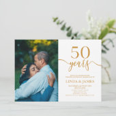 Minimalistisch Champagne 50e bruiloft Jubileum Kaart (Staand voorkant)