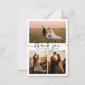 minimalistisch chic dank je drie foto ' s collage notitiekaartje (Voorkant)