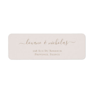 Minimalistisch Chic Gold Blush Weduwingadres Etiket