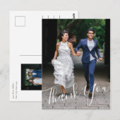 Minimalistisch chic Hand Lettered Wedding 2 Foto Briefkaart (Voorkant / Achterkant)