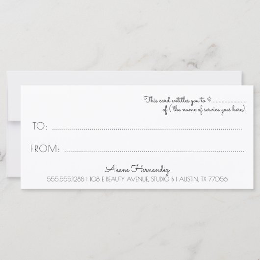 Minimalistisch Chic Modern Gift Certificate (Achterkant)