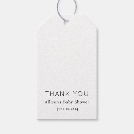 Minimalistisch Chic Zwart-wit Baby shower Cadeaulabel (Voorkant)