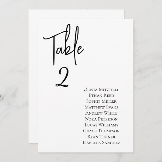 Minimalistisch chique bruiloft elegante tafel zit  kaart (Voorkant / Achterkant)