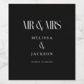 Minimalistisch chique bruiloft ontwerp zwart wijn etiket (Enkel label)