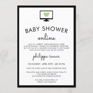 Minimalistisch chique groen virtueel Baby shower Kaart